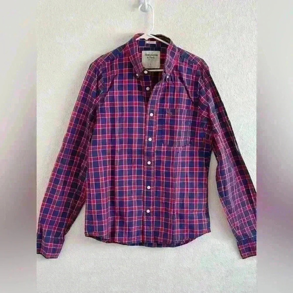 Abercrombie & Fitch Men’s Button Up Plaid Long Sleeve Shirt Lot of 3 Size Large - Picture 1 of 15